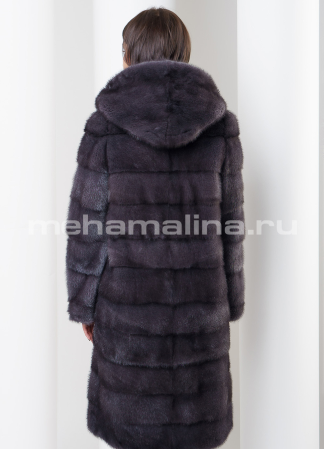 фото Норковая шуба с капюшоном модель № S-459