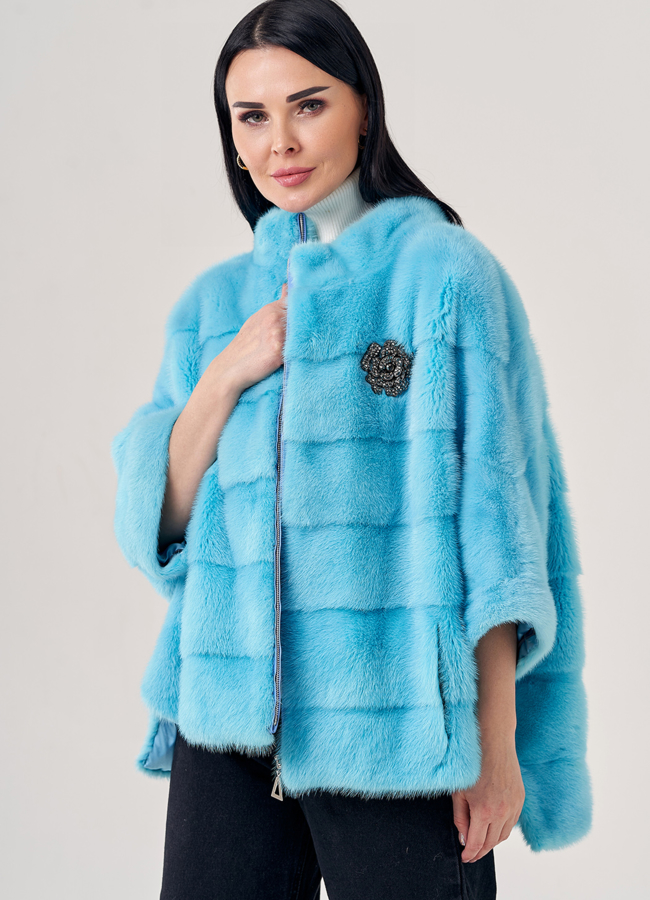 Свитер из норки в голубом цвете модель № 23116 универмаг малина
