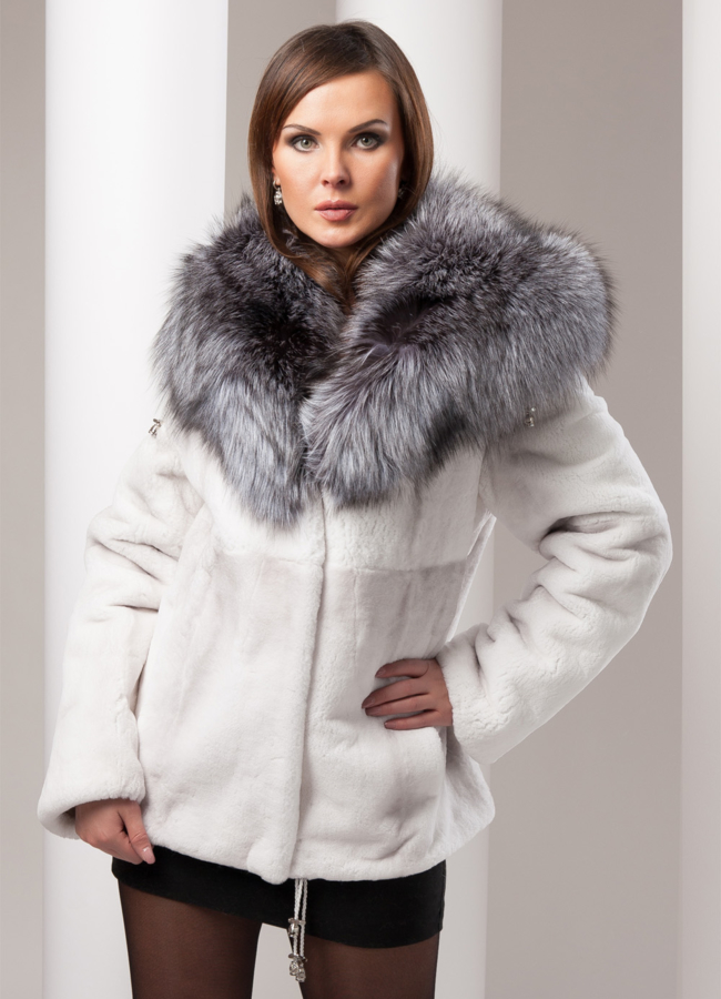 Шуба рекс с чернобуркой модель № S-81 в кредит