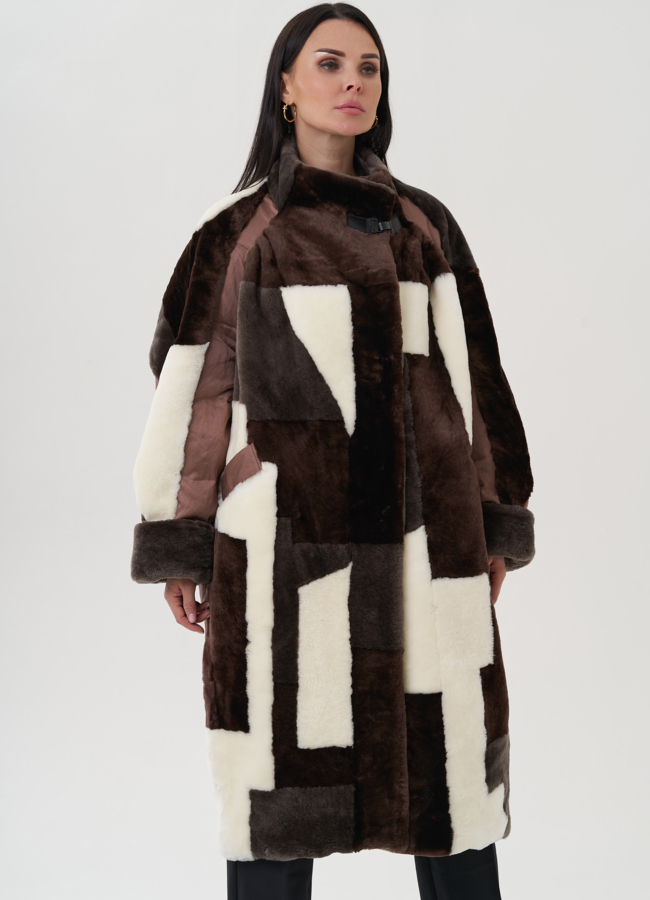 Пальто утепленное с овчиной модель № 25486 в кредит