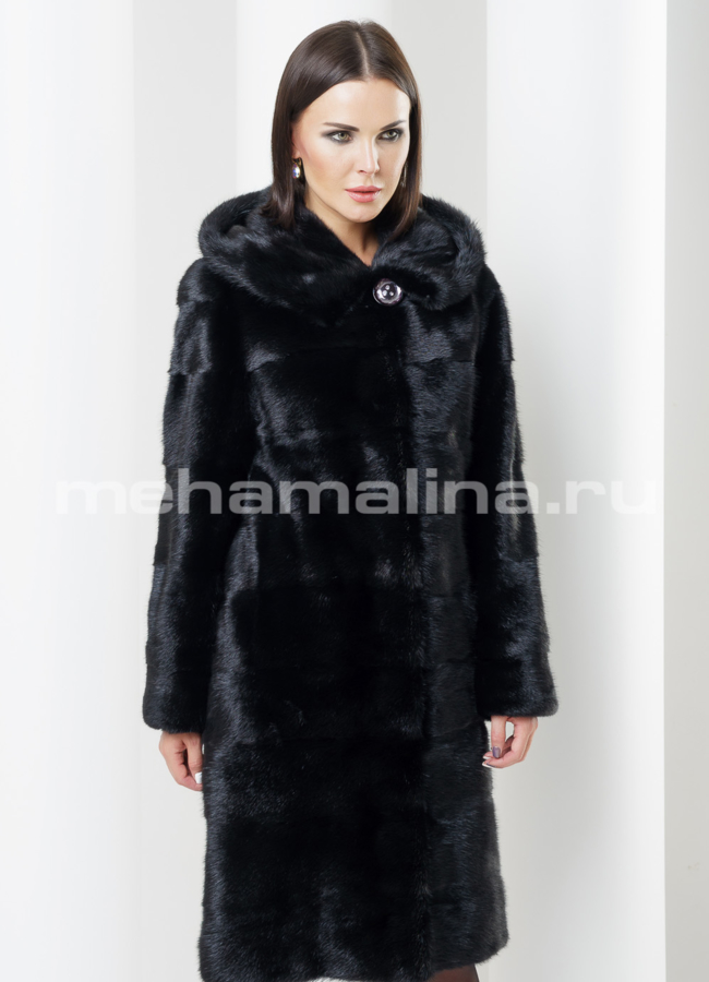 Норковая шуба модель № S-439 меха малина