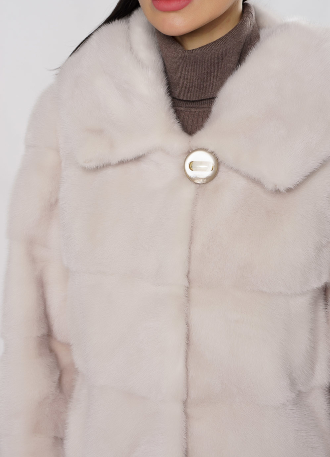 Светлая норковая шуба трансформер модель № S-861 универмаг малина