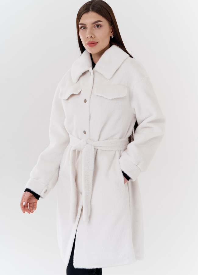 Женское пальто из ворсовой ткани модель № 24117 универмаг малина