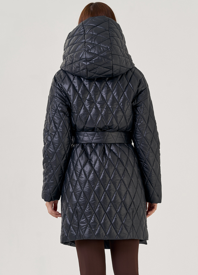 Женское утепленное полупальто с капюшоном  модель № 23274 универмаг малина