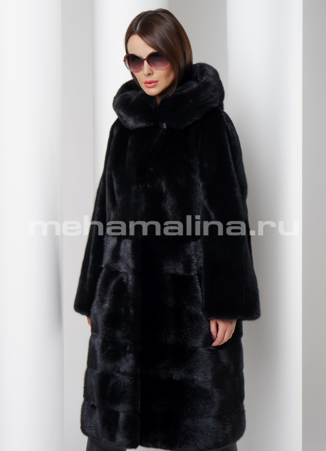 Шуба из скандинавской норки в черном цвете модель № S-522 универмаг малина