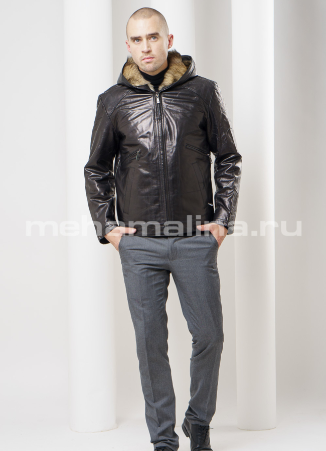 Дубленка с капюшоном модель № DM-100 универмаг малина