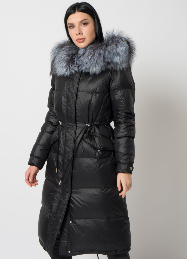 Парка - пуховик с мехом чернобурки модель № 75732 универмаг малина