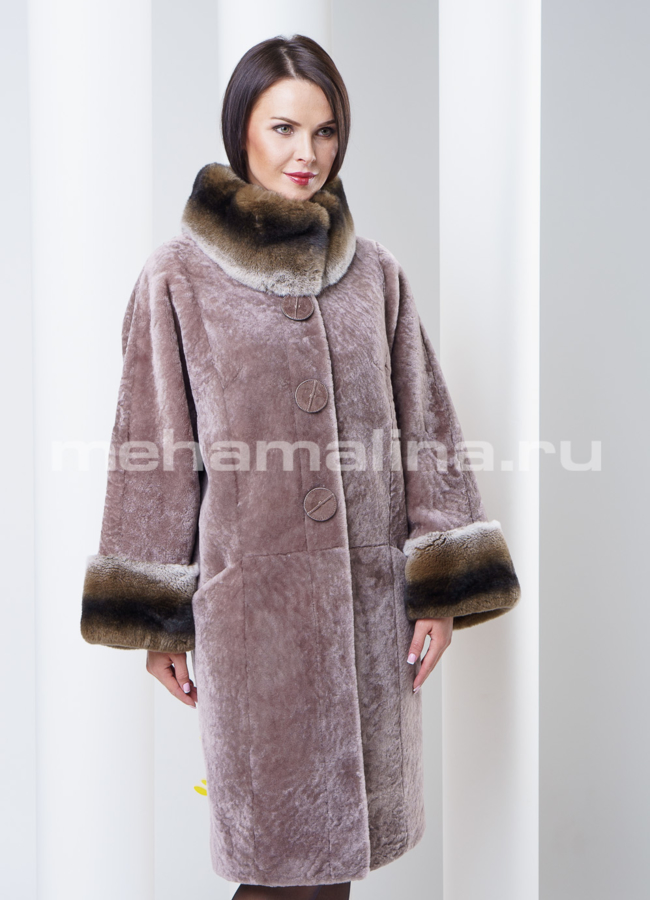 фото Шуба из мутона с оформлением rex модель № S-288