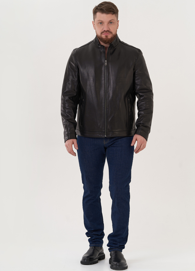 Куртка из натуральной кожи черного цвета модель № 26921 в кредит