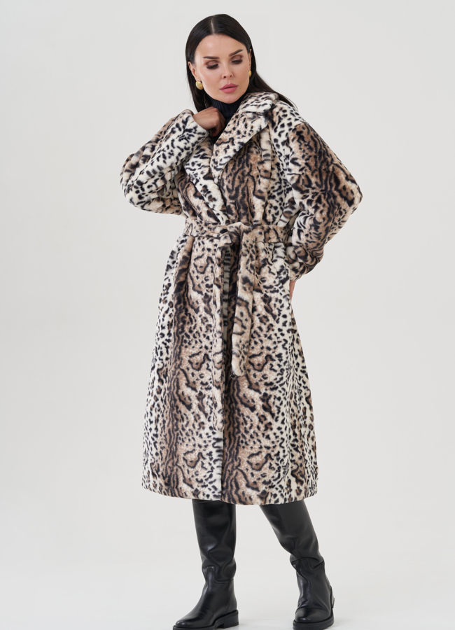 Шуба из эко меха с принтом модель № 24911 в кредит