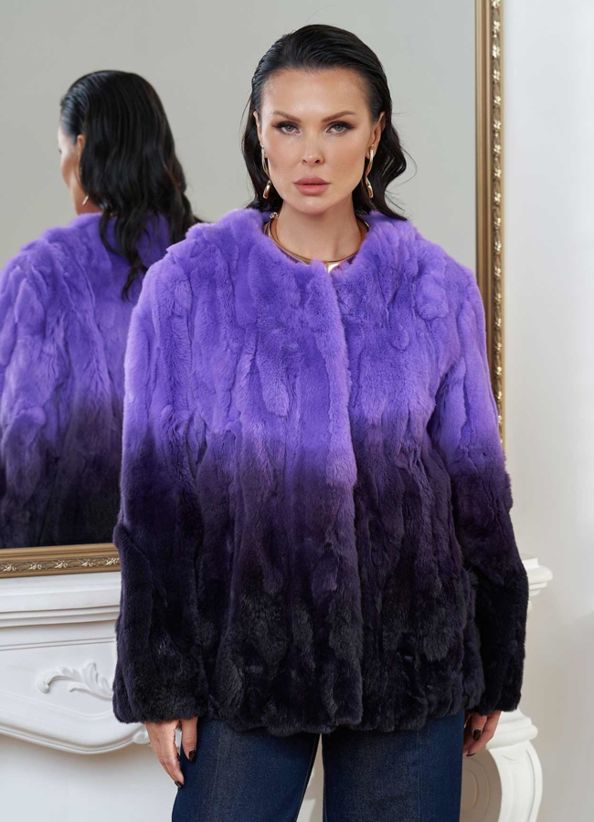 фото Шуба из меха кролика с градиентом модель № 28152