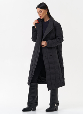 Женское утепленное пальто с английским воротником