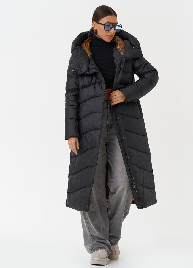 фото Женский пуховик с поясом модель № 28496