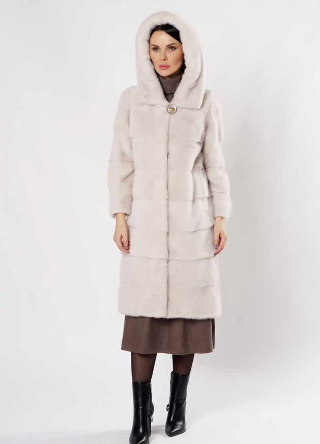 фото Светлая норковая шуба трансформер модель № S-861