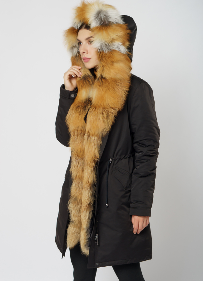 Парка с меховой отделкой из лисы модель № 21798 универмаг малина