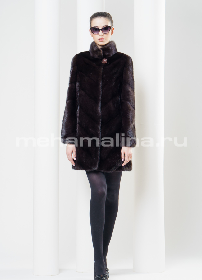 Шуба норка, воротник стойка 