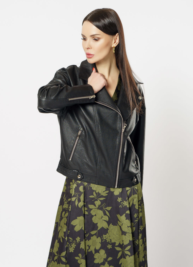 Куртка из эко кожи черного цвета модель № 20637 универмаг малина