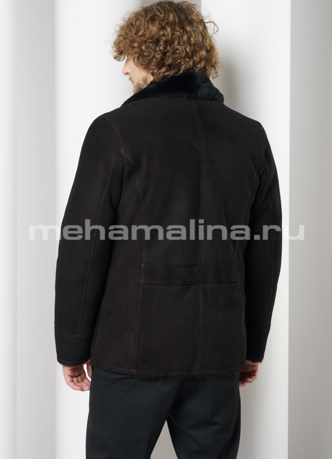 Мужская дубленка на пуговицах, цвет черный модель № DM-123 универмаг малина