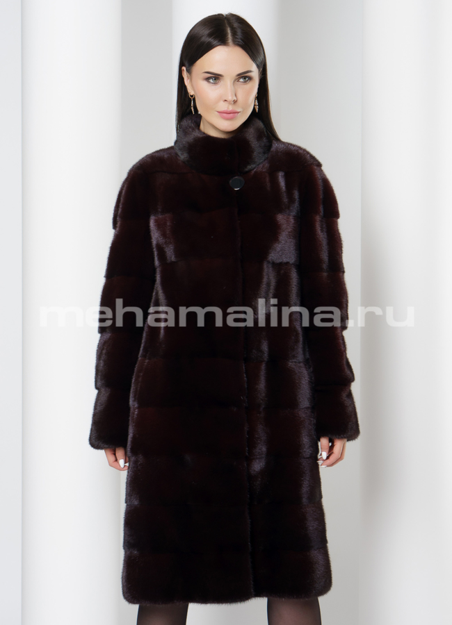 Шуба норка модель № S-696 меха малина