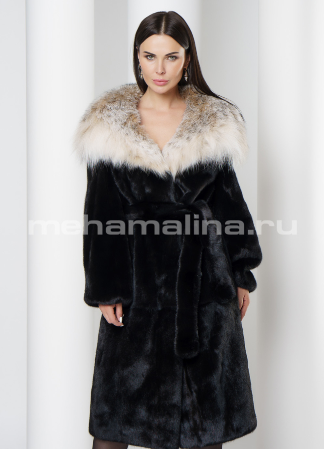 Шуба из норки с рысью модель № S-716 универмаг малина