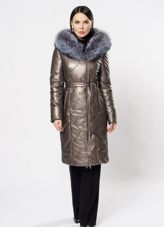 фото Пуховик женский на молнии с капюшоном модель № 19344