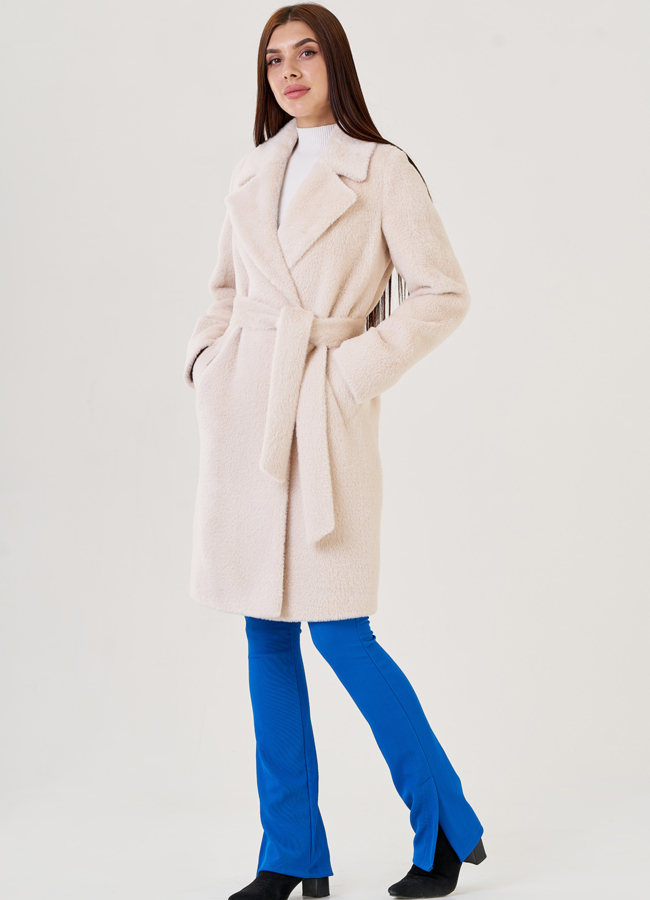 Светлое демисезонное пальто  модель № 79165 универмаг малина