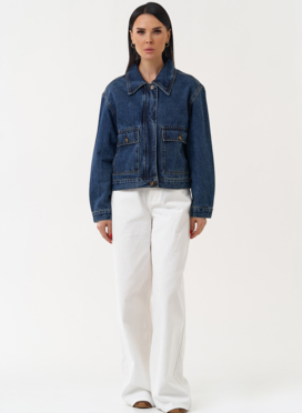 Женская джинсовая куртка синего цвета Женская джинсовая куртка синего цвета