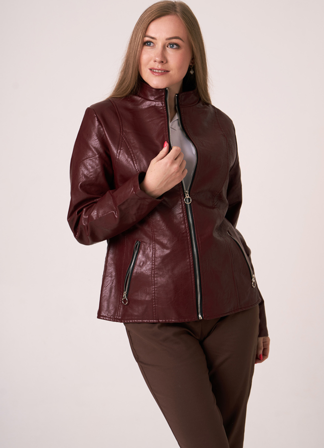 Женская куртка в бордовом цвете модель № 212-1 меха малина