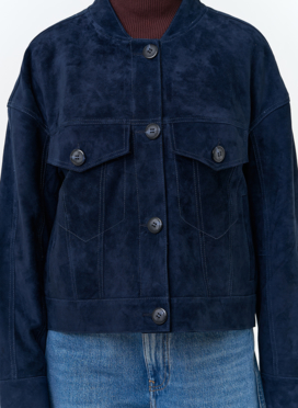 Женская куртка из натуральной замши синего цвета