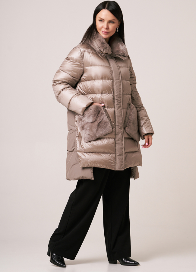 Пуховик DiegoM с меховыми карманами на молнии модель № Diego-M 758 универмаг малина