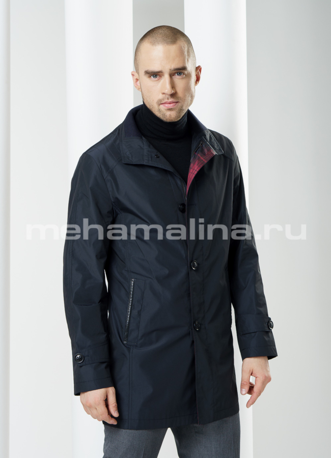 Куртка на пуговицах, удлиненная модель № KP-101 меха малина