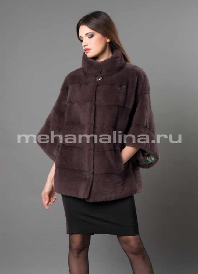 Норковая шуба модель № S-668 меха малина