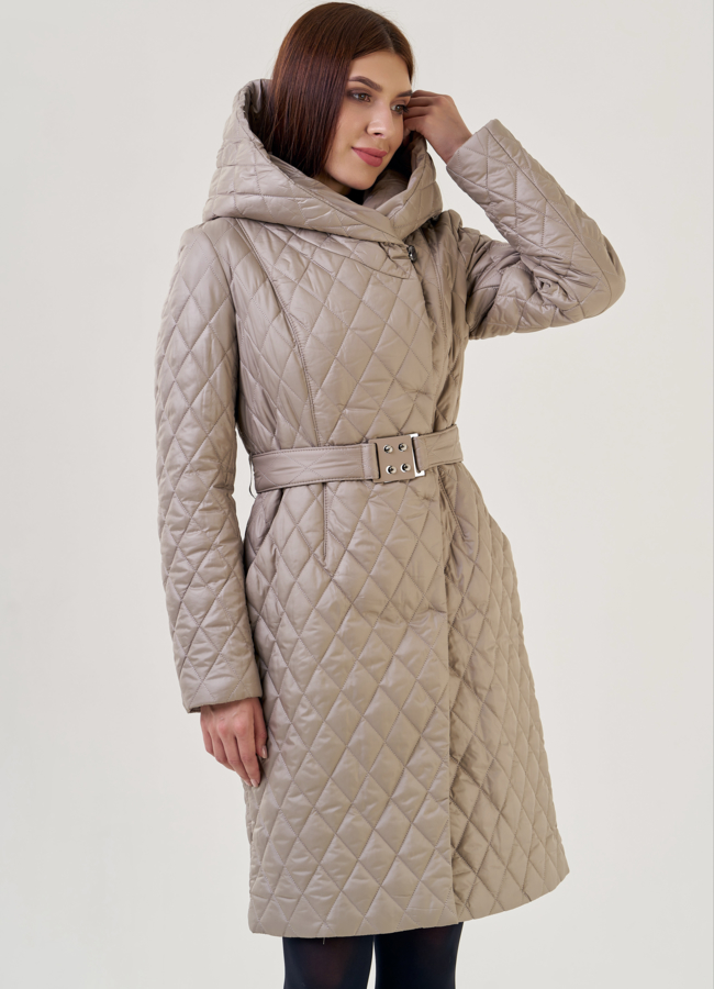 Женское утепленное полупальто с капюшоном  модель № 23282 в рассрочку