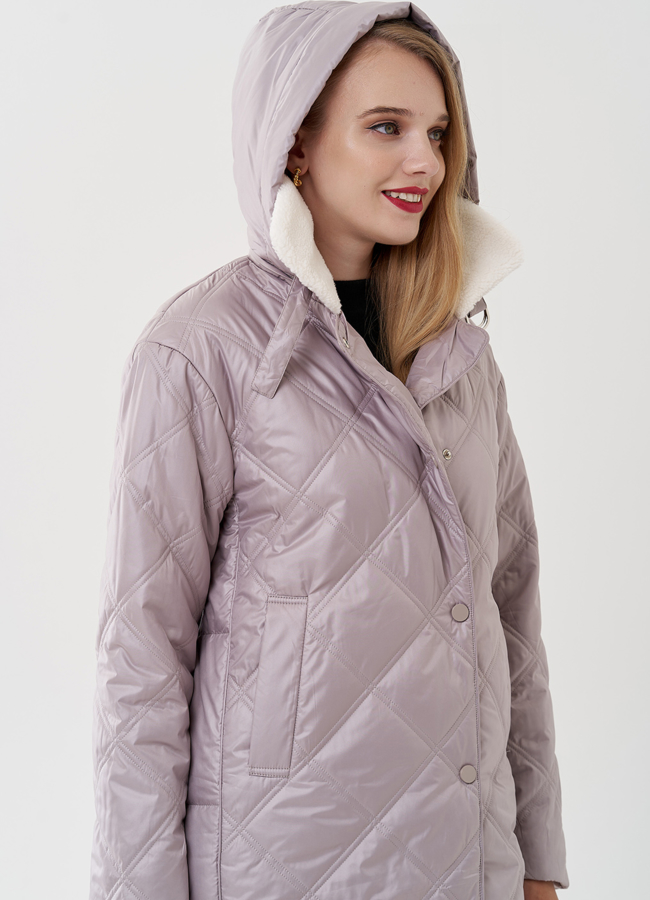 Женское полупальто с капюшоном  модель № 81216 универмаг малина
