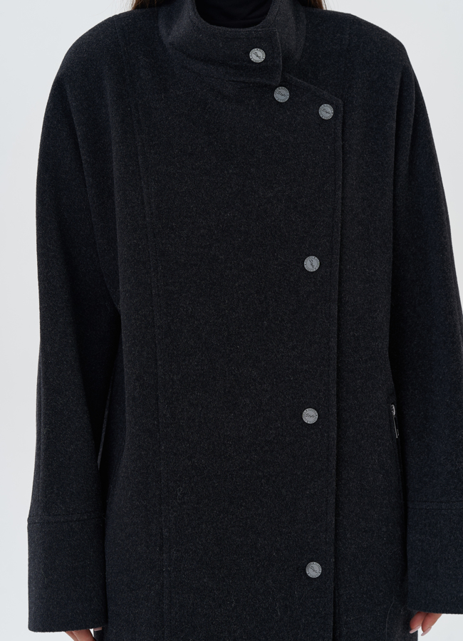 Женское пальто серого цвета модель № 27673 универмаг малина