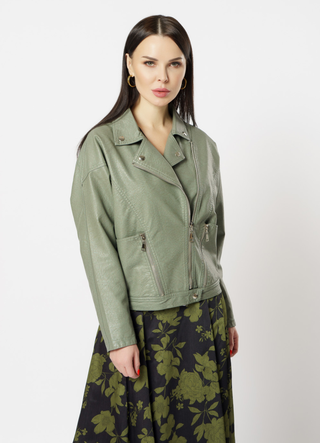 Куртка из эко кожи зеленого цвета модель № 830 универмаг малина