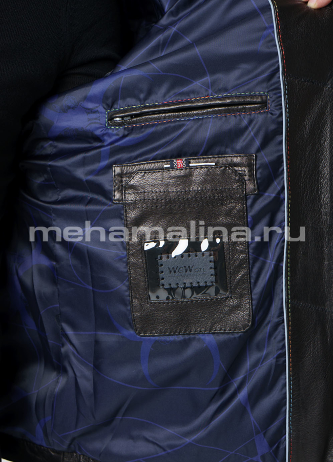 Кожаная куртка модель № KP-206 универмаг малина