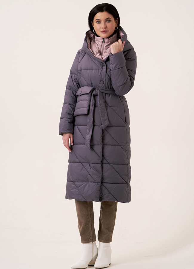 Пуховик на био пухе с капюшоном  модель № 110119 универмаг малина