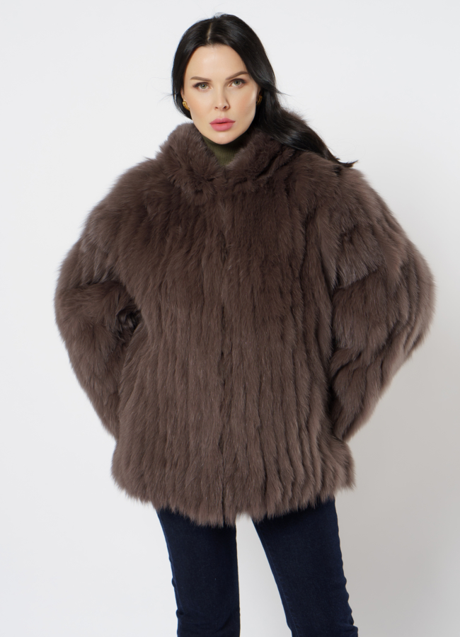 Шуба из песца с капюшоном модель № 21564 в кредит