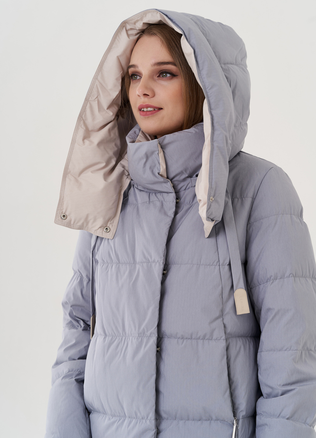 Женский пуховик с капюшоном  модель № 25706 универмаг малина