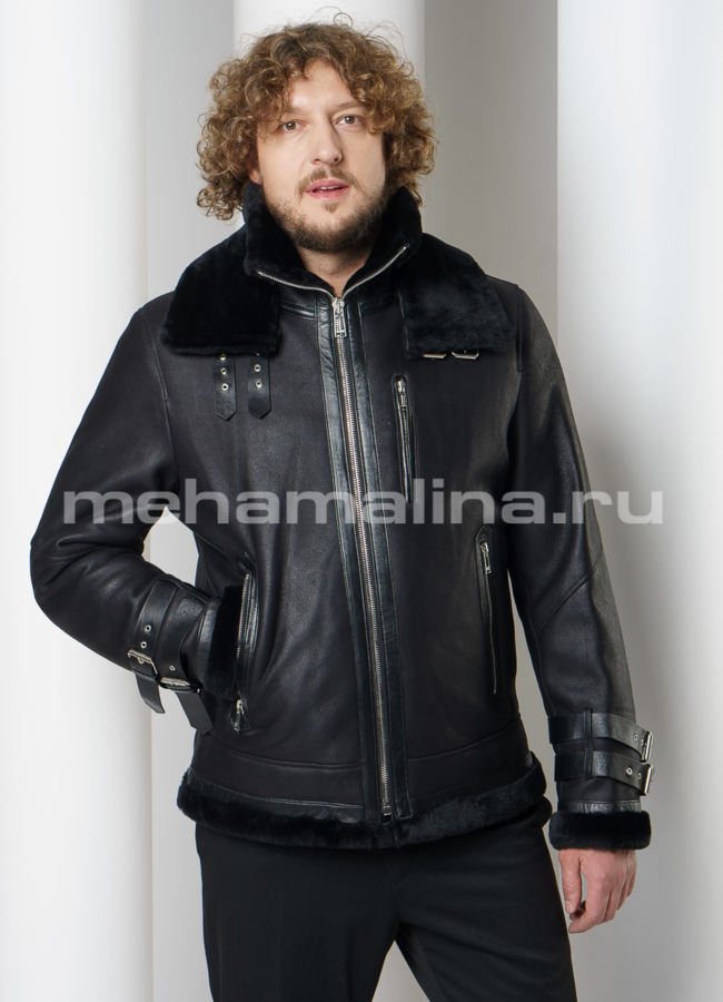 Дубленка мужская на молнии  модель № DM-126 универмаг малина