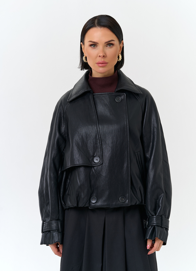 Женская утепленная куртка из эко кожи модель № 32842 универмаг малина