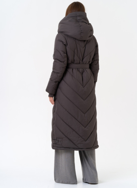 Женский длинный пуховик с капюшоном