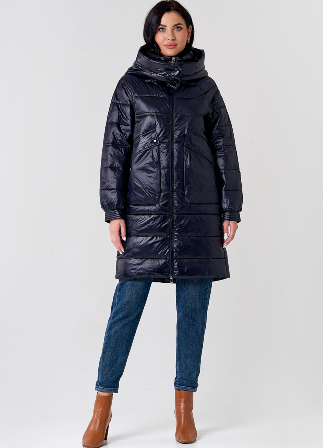 Демисезонное пальто черного цвета модель № 21576 универмаг малина