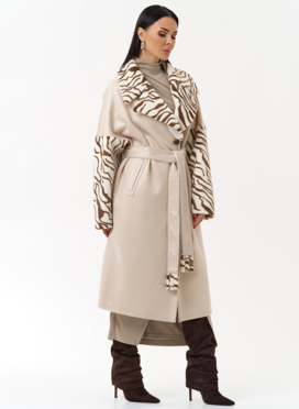 Двухстороннее пальто из эко замши с английским воротником