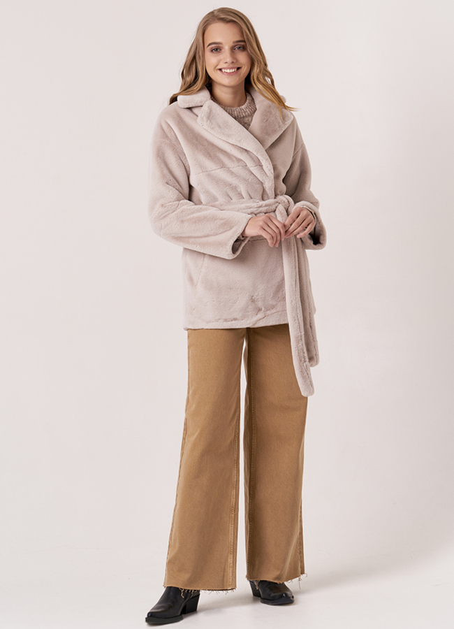 Укороченная эко шуба двусторонняя   модель № 18396 универмаг малина