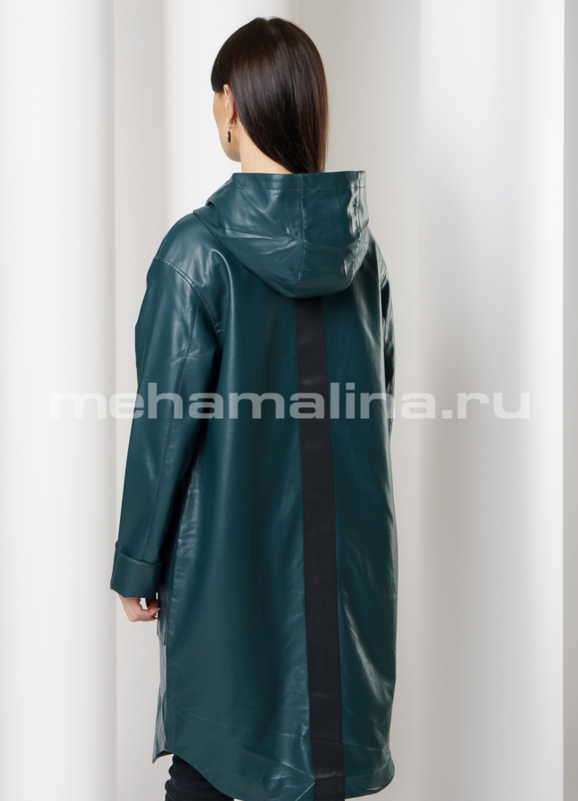 Плащ из эко кожи с капюшоном на молнии модель № 18015 в кредит