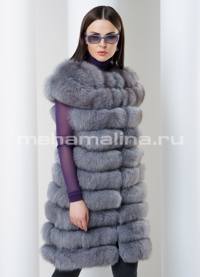 Песцовый жилет модель № M-131 меха малина