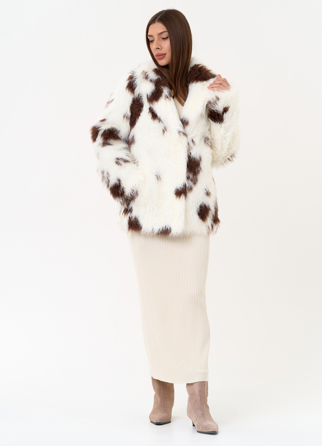 Женская шуба из эко меха с анималистическим принтом модель № 31527 в кредит Женская шуба из эко меха с анималистическим принтом модель № 31527 в кредит