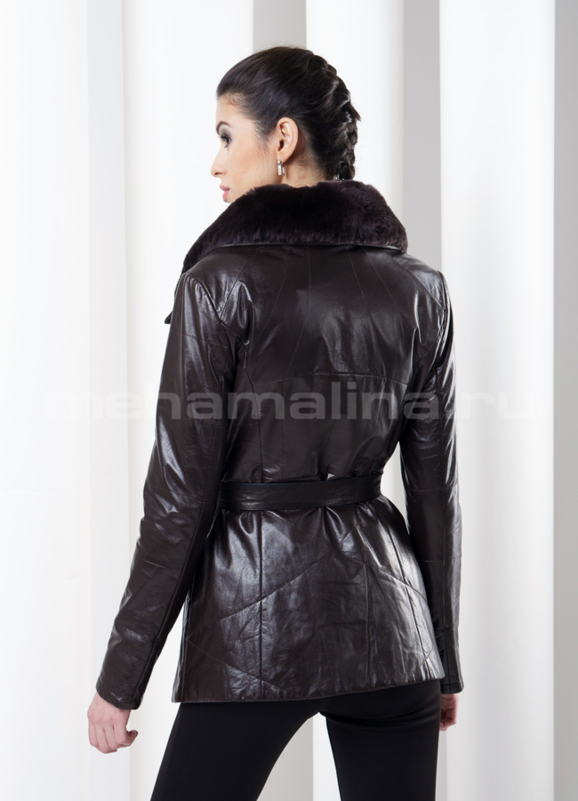 Кожаный френч на молнии с английским воротником модель № K-187 в кредит